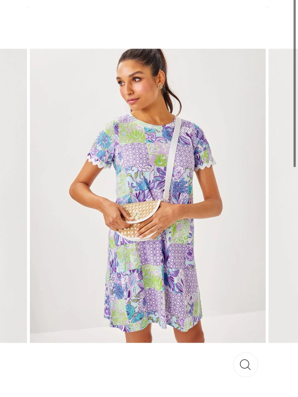 Lilly Pulitzer CODY SHORT SLEEVE DRESS JUICY STORY PATCH Purple Swing Fit Sz S